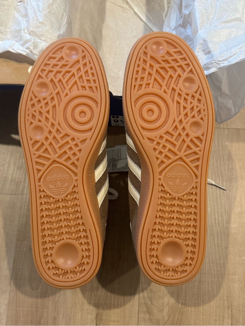 adidas Handball Spezial Brown with Cream Stripes and Gum Sole - Picture 4 of 6